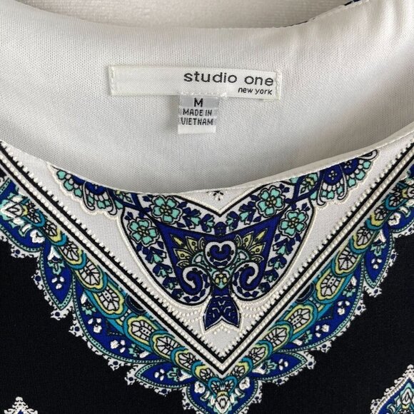 Studio One NY Women Short Sleeve Geometric Dress Size M - Picture 3 of 9